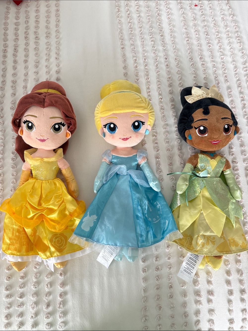 Disney Plush Princess Trio - Belle (Beauty and the Beast), Cinderella and Tiana